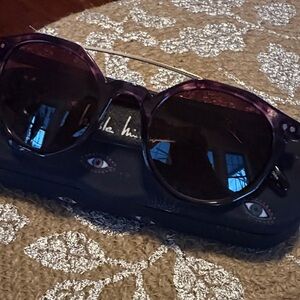 Nicole Miller Purple Tortoiseshell Round Sunglasses